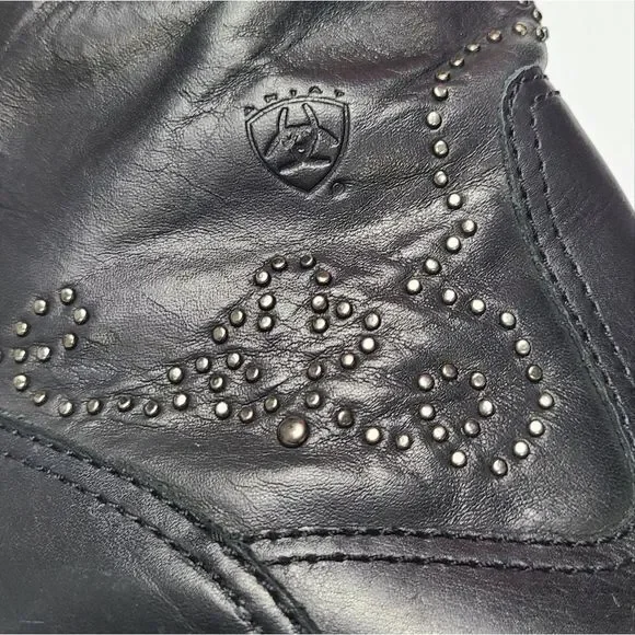 Ariat Women's Western Silver Studded Black Tall Boots Size 6.5B, fit more like 6 - Picture 11 of 12